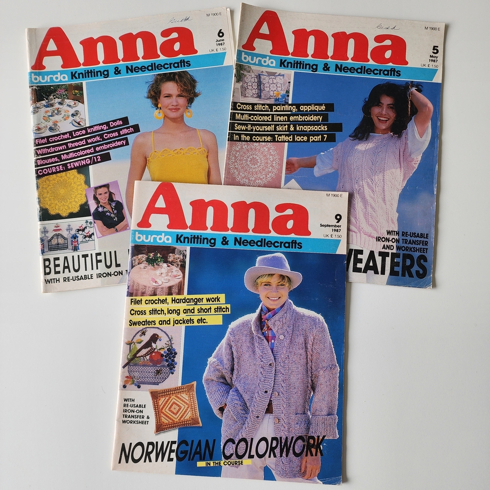 1987 Anna Magazines Burda Knitting‎ Needlecrafts Vintage 80s Knit Patterns Ideas